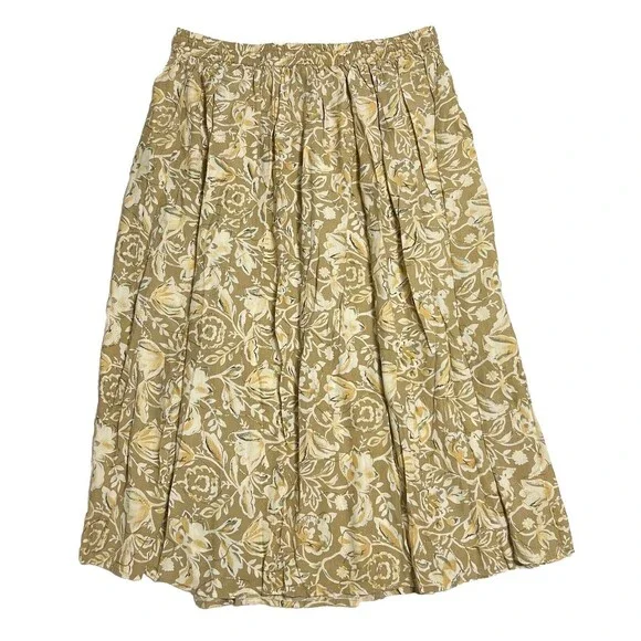 VTG Simply Fashion Full Semi-Sheer Embroidered Skirt Womens 34 Beige Floral Midi - Picture 4 of 15